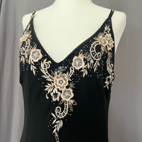 100% Silk Slip - Beaded Floral Gown - Dark Fairy Floral Whimsical - Picture 5 of 8